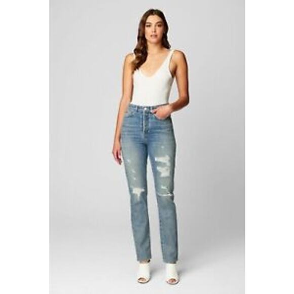Blank NYC The Cooper Long Slim High Rise Straight Organic Jeans Women Sz 29 - Picture 1 of 8